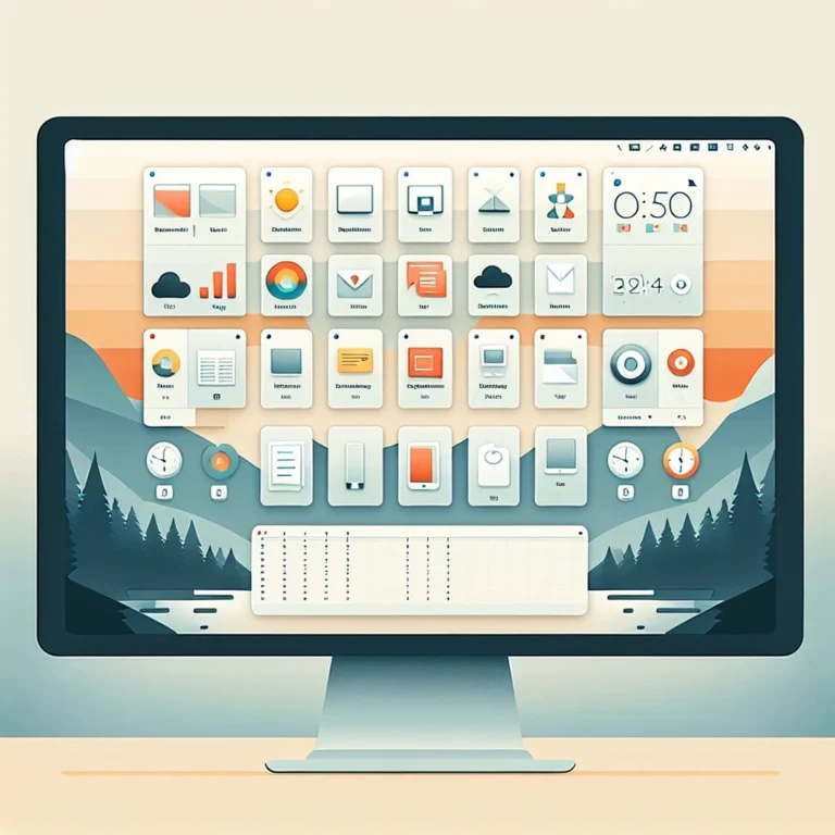 "Escritorio de Windows ordenado y limpio con iconos organizados, fondo claro y aplicaciones abiertas, ilustrando consejos para mantener un ambiente de trabajo eficiente."
