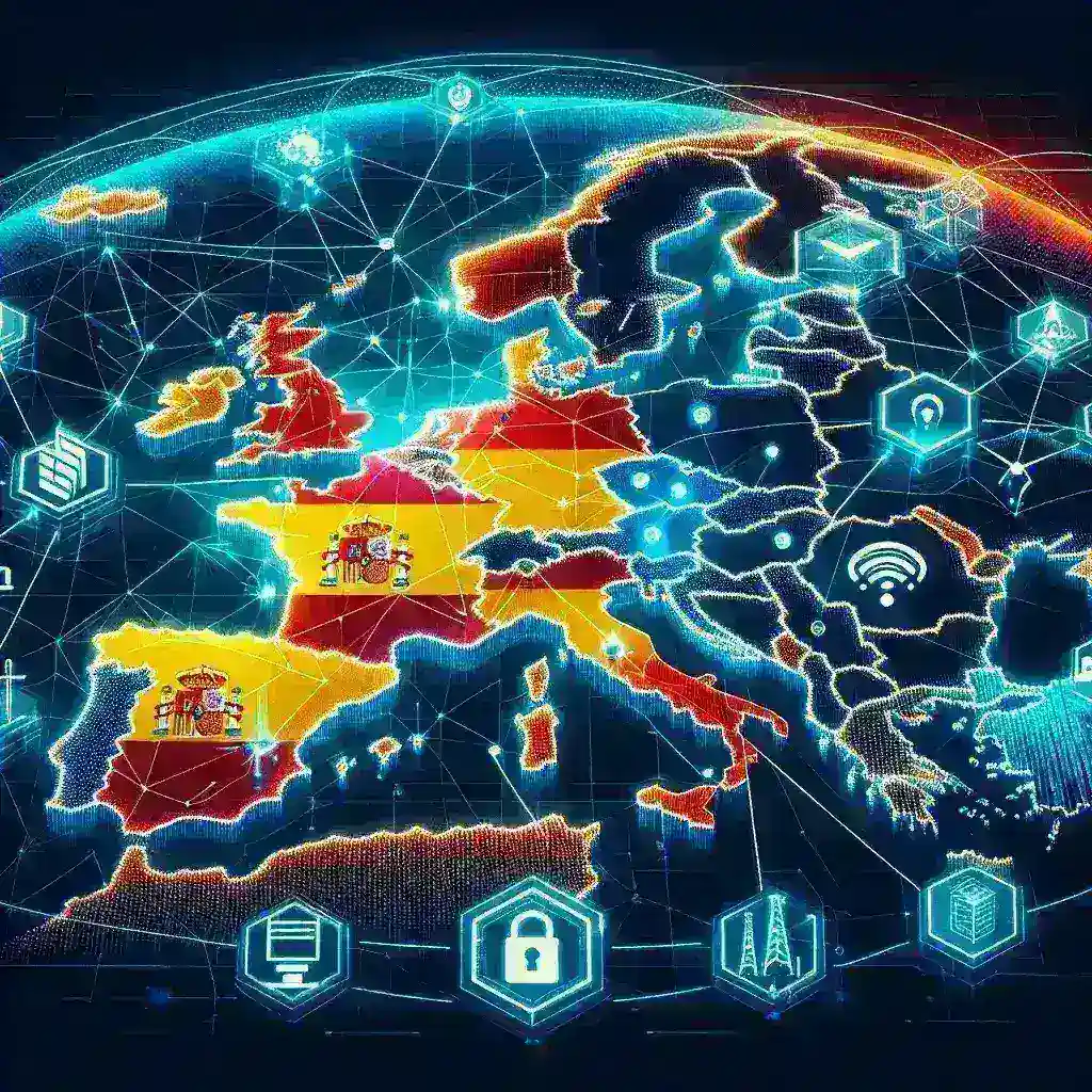 "Imagen de la infraestructura digital en España, simbolizando la soberanía digital europea a través de nuevos proyectos de seguridad y tecnología avanzada."