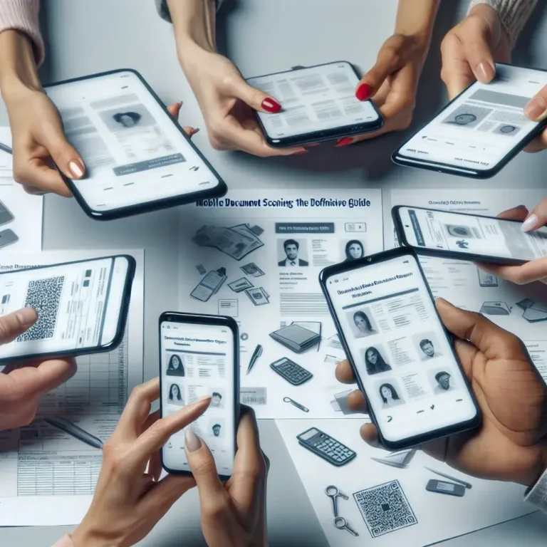 "Smartphone scanning application interface displaying document scanning features, illustrating 'Aplicaciones para Escanear Documentos desde el Móvil: La Guía Definitiva'"