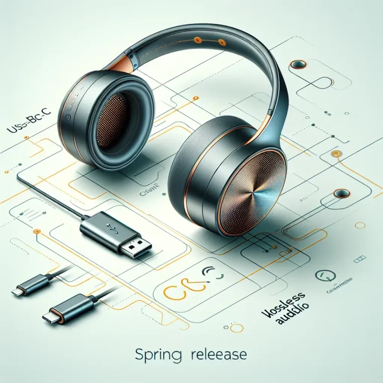 "Apple AirPods Max with USB-C port and lossless audio capabilities, featured in article about upcoming audio enhancements in April."